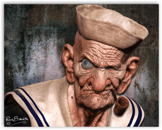 Una realista (y algo terrorífica) interpretación del personaje realizada por el genial Rick Baker.