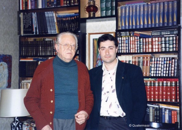 Javier con Amando de Ossorio en su domicilio de Madrid (1996)