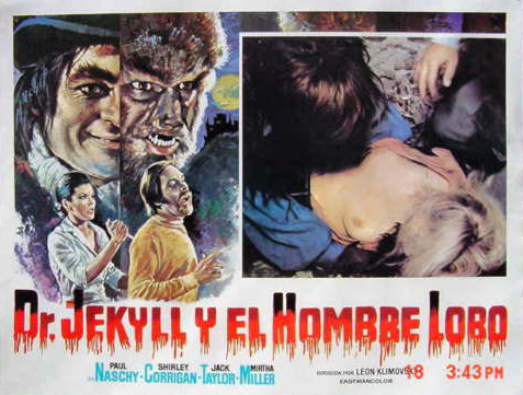 Lobby card mexicano en el que, además de poder ver que se utilizó la imagen creada por Mac, contiene una imagen de la doble versión para exportación. 