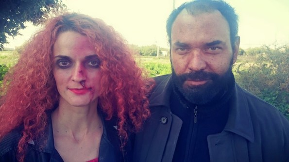 Aida Fernandez Pablos y Ricardo Pastor, en una pausa del rodaje maquillados por Lisa Violeta Make Up